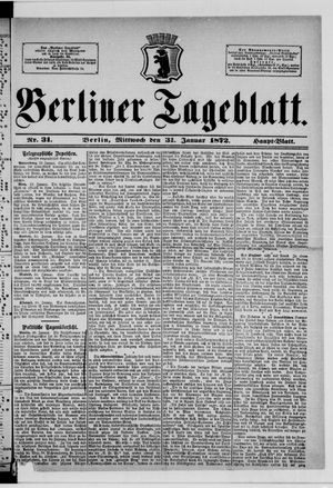 Berliner Tageblatt und Handels-Zeitung vom 31.01.1872