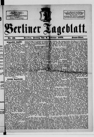 Berliner Tageblatt und Handels-Zeitung on Feb 9, 1872