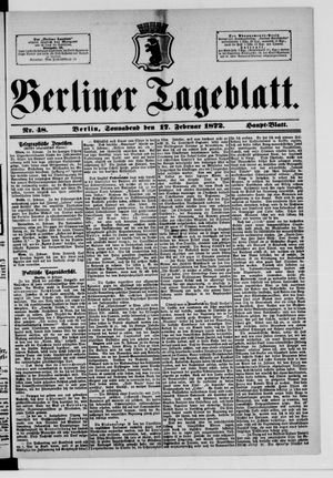 Berliner Tageblatt und Handels-Zeitung vom 17.02.1872
