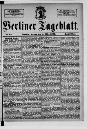Berliner Tageblatt und Handels-Zeitung vom 01.03.1872
