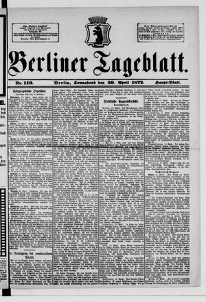 Berliner Tageblatt und Handels-Zeitung vom 20.04.1872