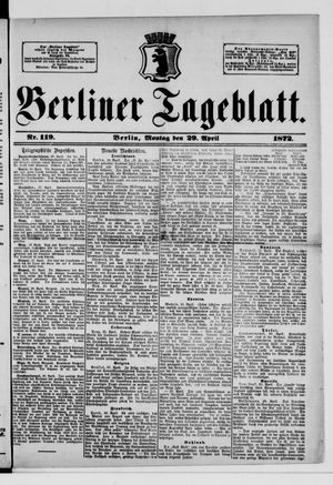 Berliner Tageblatt und Handels-Zeitung vom 29.04.1872