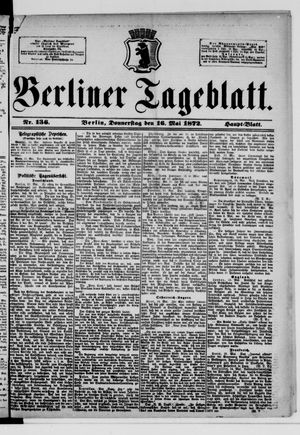 Berliner Tageblatt und Handels-Zeitung on May 16, 1872