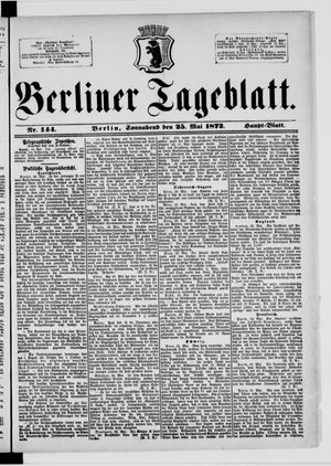 Berliner Tageblatt und Handels-Zeitung vom 25.05.1872