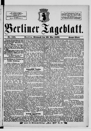 Berliner Tageblatt und Handels-Zeitung vom 29.05.1872