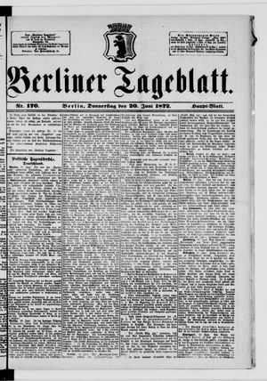 Berliner Tageblatt und Handels-Zeitung vom 20.06.1872