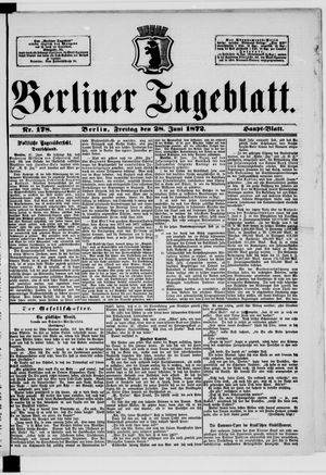 Berliner Tageblatt und Handels-Zeitung vom 28.06.1872