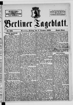 Berliner Tageblatt und Handels-Zeitung on Oct 4, 1872