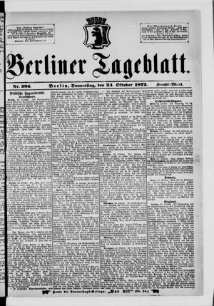 Berliner Tageblatt und Handels-Zeitung vom 24.10.1872
