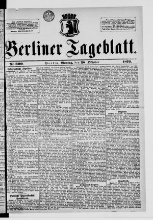 Berliner Tageblatt und Handels-Zeitung vom 28.10.1872