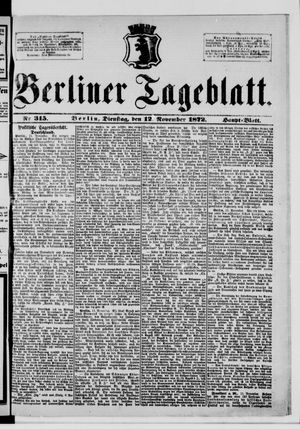 Berliner Tageblatt und Handels-Zeitung on Nov 12, 1872