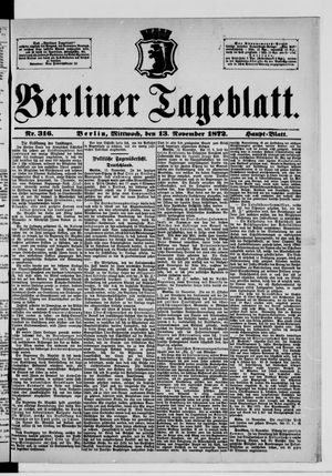 Berliner Tageblatt und Handels-Zeitung vom 13.11.1872