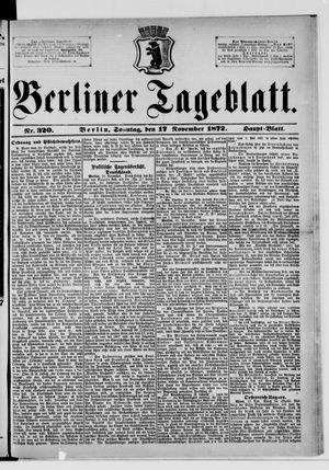 Berliner Tageblatt und Handels-Zeitung vom 17.11.1872