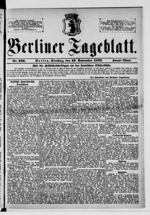 Berliner Tageblatt und Handels-Zeitung vom 19.11.1872