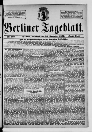 Berliner Tageblatt und Handels-Zeitung vom 20.11.1872