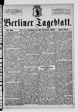 Berliner Tageblatt und Handels-Zeitung vom 26.11.1872