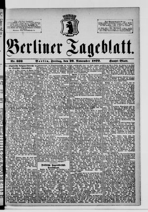 Berliner Tageblatt und Handels-Zeitung vom 29.11.1872