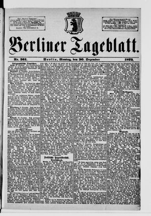 Berliner Tageblatt und Handels-Zeitung vom 30.12.1872