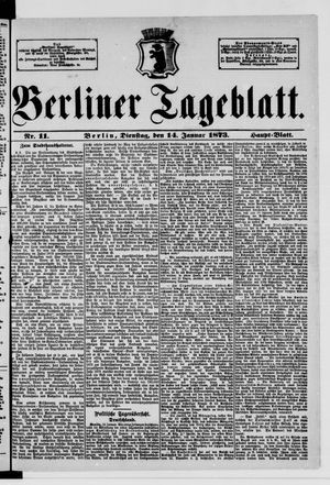 Berliner Tageblatt und Handels-Zeitung vom 14.01.1873
