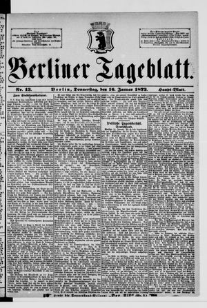 Berliner Tageblatt und Handels-Zeitung vom 16.01.1873