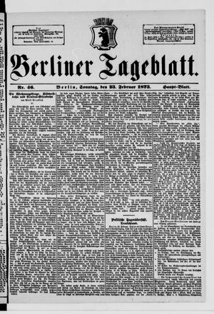 Berliner Tageblatt und Handels-Zeitung vom 23.02.1873