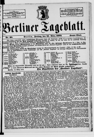 Berliner Tageblatt und Handels-Zeitung vom 21.03.1873