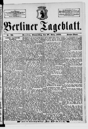 Berliner Tageblatt und Handels-Zeitung vom 27.03.1873