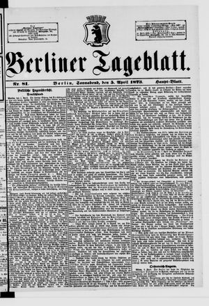 Berliner Tageblatt und Handels-Zeitung on Apr 5, 1873
