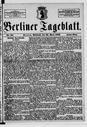 Berliner Tageblatt und Handels-Zeitung vom 23.04.1873