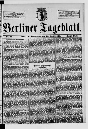 Berliner Tageblatt und Handels-Zeitung vom 24.04.1873
