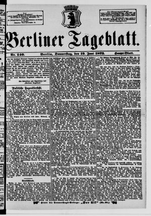 Berliner Tageblatt und Handels-Zeitung vom 19.06.1873