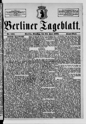 Berliner Tageblatt und Handels-Zeitung vom 24.06.1873