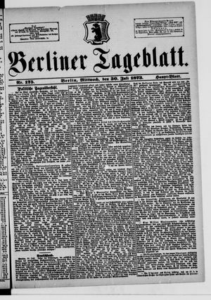 Berliner Tageblatt und Handels-Zeitung vom 30.07.1873