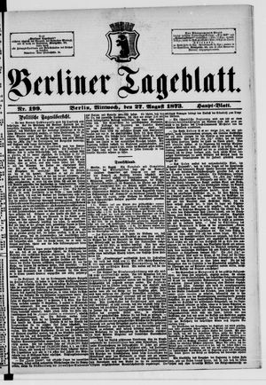 Berliner Tageblatt und Handels-Zeitung vom 27.08.1873