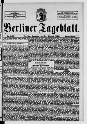 Berliner Tageblatt und Handels-Zeitung vom 31.08.1873