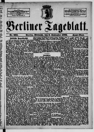 Berliner Tageblatt und Handels-Zeitung vom 03.09.1873