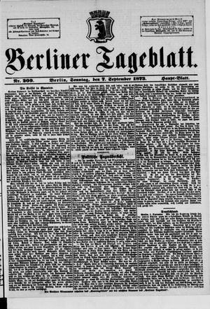 Berliner Tageblatt und Handels-Zeitung vom 07.09.1873