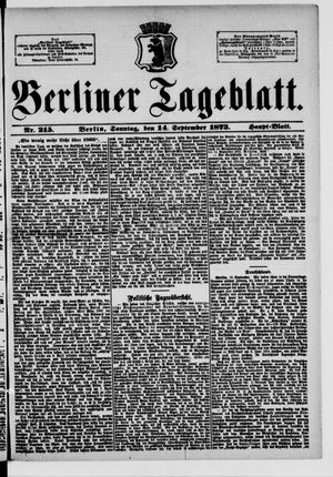 Berliner Tageblatt und Handels-Zeitung vom 14.09.1873