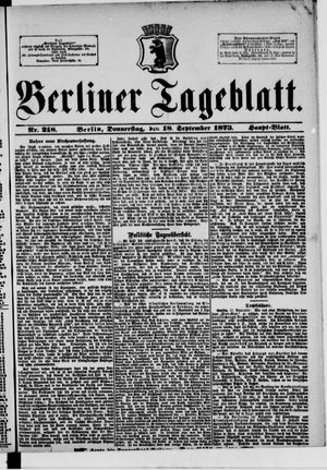 Berliner Tageblatt und Handels-Zeitung on Sep 18, 1873
