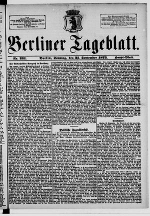 Berliner Tageblatt und Handels-Zeitung vom 21.09.1873