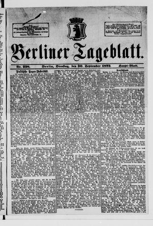 Berliner Tageblatt und Handels-Zeitung vom 30.09.1873
