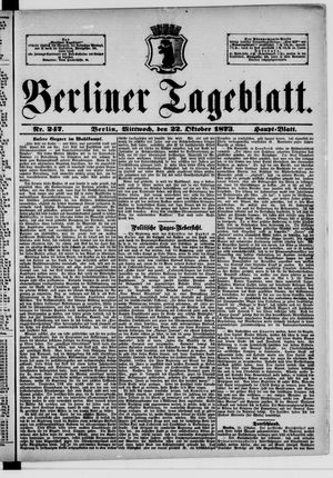 Berliner Tageblatt und Handels-Zeitung vom 22.10.1873