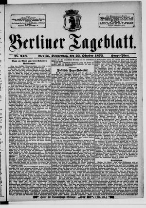 Berliner Tageblatt und Handels-Zeitung vom 23.10.1873