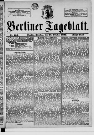 Berliner Tageblatt und Handels-Zeitung vom 28.10.1873