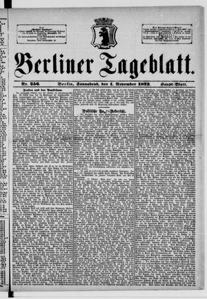 Berliner Tageblatt und Handels-Zeitung vom 01.11.1873