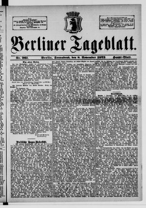 Berliner Tageblatt und Handels-Zeitung on Nov 8, 1873