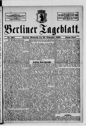 Berliner Tageblatt und Handels-Zeitung on Nov 12, 1873