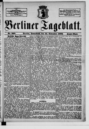 Berliner Tageblatt und Handels-Zeitung on Nov 15, 1873