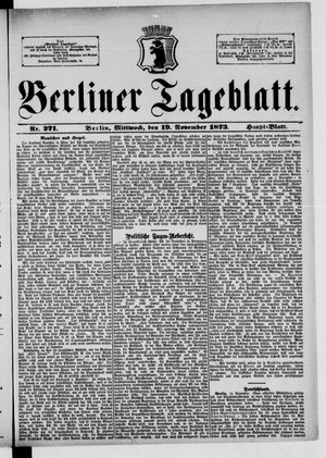 Berliner Tageblatt und Handels-Zeitung on Nov 19, 1873