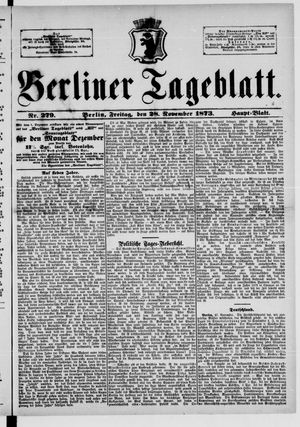 Berliner Tageblatt und Handels-Zeitung vom 28.11.1873
